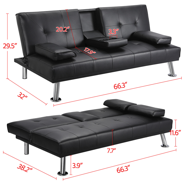 best choice products modern faux leather convertible folding futon sofa bed r